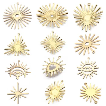 10-20 броя необработени месингови висулки във формата на слънчева цвете, окачване с висулки във формата на слънчоглед, висулки за обеци 