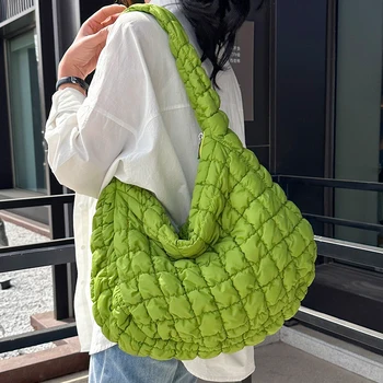 10 Цветна дамска чанта-скитник за пазаруване, стеганая клетчатая дизайнерски голяма чанта на рамото за жени, дамски чанти през рамо с голям капацитет, чанта-тоут