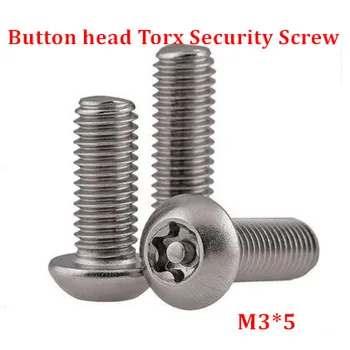 1000 бр. М3*5 ISO7380 винт за защита от взлом с глава на бутона Torx A2 от неръждаема стомана, анти-кражба на винтове