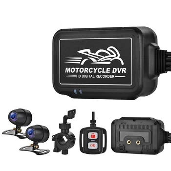 1080P Двойна мотоциклетът камера Водоустойчива дървар за шофиране HD нощен видео рекордер за шофиране на мотоциклет за мотокрос