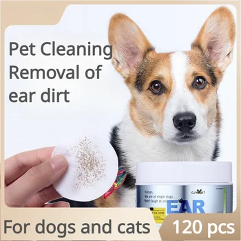 120 бр. кърпички за домашни любимци, за почистване на очи, уши, за кучета, котки, хартиени кърпи, препарат за малки кученца, за почистване на ушите, за котето, за да проверите за грижа