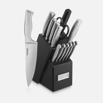 15шт Набор от прибори за хранене С Куха Дръжка от Неръждаема Стомана, комплект ножове за готвач, ножове