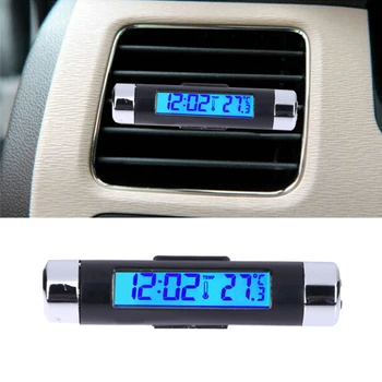 2 В 1 led автомобилни часовници с осветление на цифровия дисплей, определяне на отдушник, часове време, термометър, автоматичен украшение, автомобилни аксесоари, подаръци