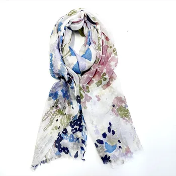 2023 най-Новият женски шал с цветя модел, пайети и люрексом, памук шал от воали, шалове