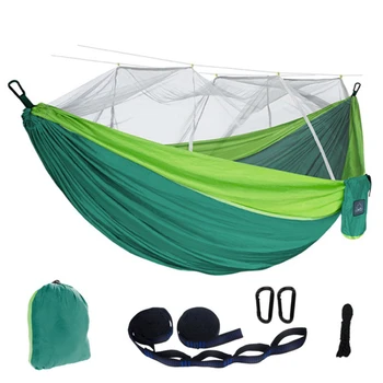 270*140 см Портативен за един човек, за пътуване, къмпинг, окачен хамак за сън с комарите мрежа