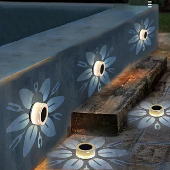 3/5 бр. Светодиодна слънчева лампа с цветя модел Стенни миене Градински пейзаж Стъпало на верандата стенни лампи Балкон Слънчева енергия