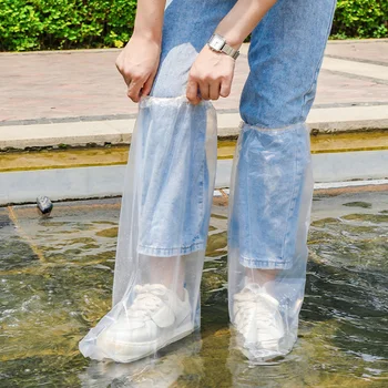 3 чифта непромокаеми покривала за обувки от дебела пластмаса, за еднократна употреба прашници за обувки, улични прозрачни дождевики, високи обувки