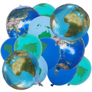34 бр. балон с карта на света, учебни принадлежности за Деня на Земята, подарък за Ден за защита на децата, Галактическата система на Земята, рожден ден, пътуване, космическа парти
