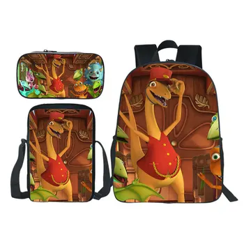 3D раница с динозавром, комплект от 3 бр. (раница + чанта за шоудера + чанта за писалки) Училищна чанта за момчета и момичета, раница за тийнейджъри, подарък, нов