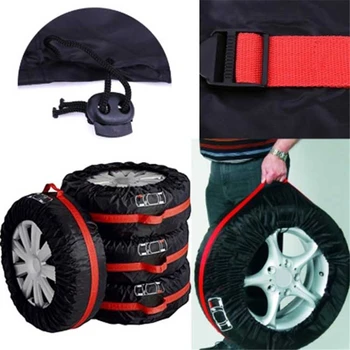 4 бр. защитен калъф за автомобилни гуми, калъф за резервна гума, калъф за сняг на гуми, прахоустойчив, калъф, удобна колекция, универсална чанта за съхранение на гуми