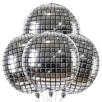 4 бр./компл. Балони с диско-топки 22 Инча 4D златната топка 80s Disco Dance Party Decor 90s Рожден Ден Метален Огледален Топка От Фолио