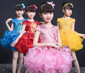 4 цвят, балетное рокля с пайети за момичета, детски празнична рокля за по бални танци, бебешка рокля-пакет за джаз изпълнения