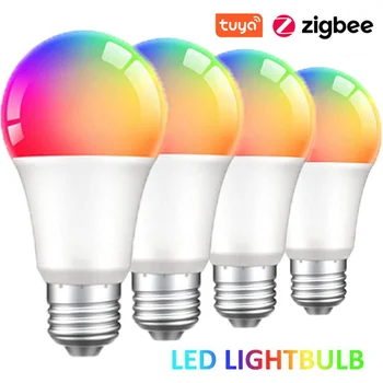 4ШТ Sasha Zigbee Умна Лампа 15 W E27 RGBCW Цветни Led Лампа Безжична Синхронизация на Smart Home APP Гласов Контрол Чрез Алекса Google Home