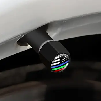 4шт вентилът премиум-клас, мини-капачка на вентила на гумата, лесна за инсталиране, запечатани делото състав на автомобилни гуми с флага на сащ