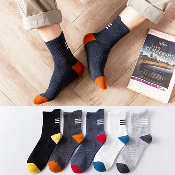 5 чифта летни висококачествени мъжки спортни чорапи есенните и зимни модели, абсорбираща потта, дезодорант, бизнес и ежедневни мъжки чорапи