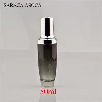 50 мл стъклен эмульсионный помпа Малки черни бутилки козметични бутилки за еднократна употреба с голям капацитет