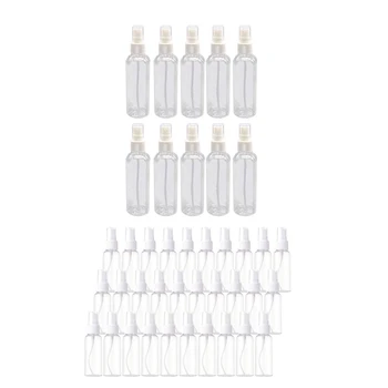 50 парчета прозрачна пластмаса обем 100 мл и 50 броя бутилки със спрей за обем 50 мл