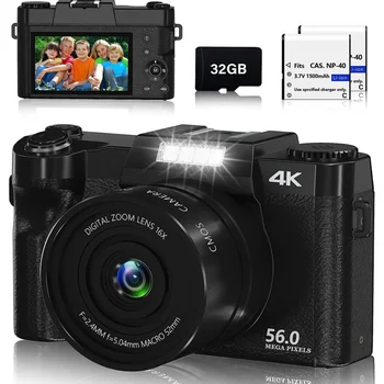 56-мегапикселова цифрова фотография за фотография с автофокус 4K камера за видеоблогинга, 3 