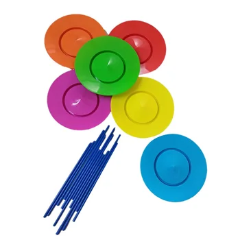 6 Комплекта пластмасови въртящи се плочи, подпори за жонглиране, инструменти за изяви, детски играчки за тренировка на умения равновесие, дом, градина на открито
