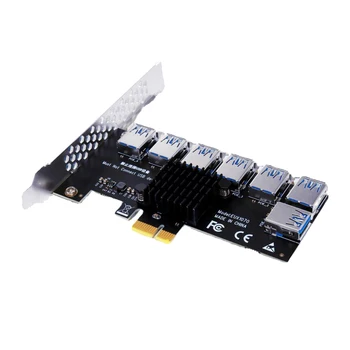 7 PCIE портове Странично PCIE Card Adapter Card Pci Express Multiplier Хъб PCIE 1X адаптер за разширителни за майнинга БТК