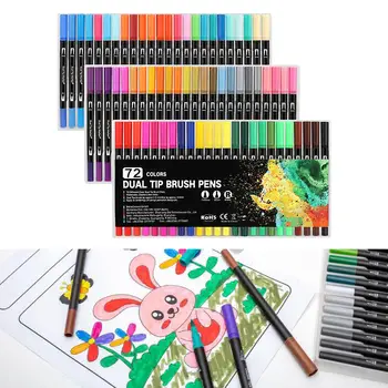 72 цветове, трайни аксесоари Ркц, художествени четката с две топчета, химикалки за colorization албуми