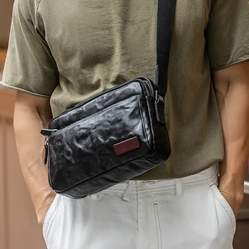 AETOO Нова оригинална мъжка кожена чанта с голям капацитет от мека телешка кожа, раница за почивка, чанта през рамо с едно рамо, чантата през рамо t