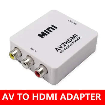 AV/RCA CVBS към HDMI Адаптер, 1080 P, Видео, МИНИ AV2HDMI Адаптер Конвертор Кутия За HDTV Проектор Декодер канала кабелна телевизия DVD