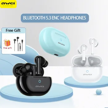 Awei T61 ENC Безжични Слушалки Bluetooth 5.3 С Микрофон TWS Слушалки IPX6 Водоустойчиви Слушалки Спортни Слушалки Геймър безплатна доставка