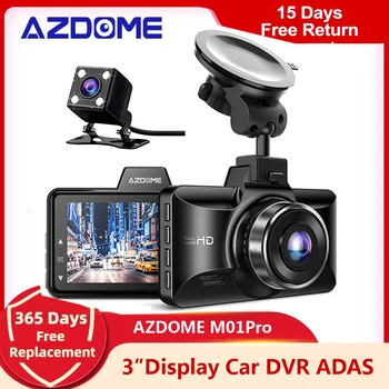 AZDOME M01 Pro Регистратори 3 Инча 2.5 D IPS Екран Dvr за коли Регистратори Full HD 1080 P Кола Видео Регистратори един dashcam Камера за Кола