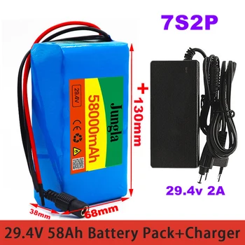 Batterie au lithium-ion 7S2P 29.4 V 58Ah de qualité équipée d ' un BMS 20a équilibré pour vélo électrique скутер + chargeur