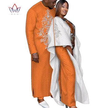 Bintarealwax Африканска облекло за двойки, жаккардовое дълго женствена рокля и мъжки халат за баня, комплект Дашики, облекло за сватбеното парти в големи размери, WYQ1003