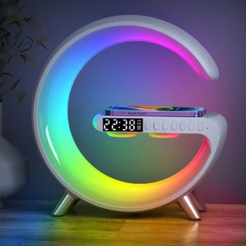 Bluetooth съвместим говорител будилник led RGB Цветни атмосфера на Нощно Лампа имитация на изгрева на слънцето Пробуждане зарядно за телефон