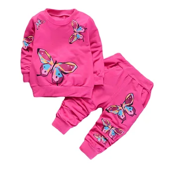 BOTEZAI, комплекти, дрехи за деца и момичета, лятна мода 2023, тениски с принтом пеперуди + панталони, комплекти, дрехи за момиченца от 2 теми