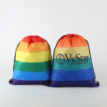DHL100pcs Дъгата раница на съвсем малък Гордост гей розова ЛГБТ чанта спортен подарък Персонализирате 35x45 см полиестер