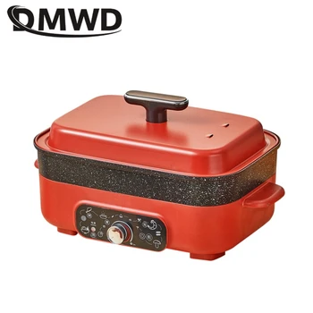 DMWD Мултифункционална електрическа тенджера за готвене 4Л, мини тиган, готварска печка, барбекю, тенджера за варене и задушаване, машина за закуска 220 В