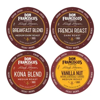 Francisco's Variety Pack (Смес за закуска, френска печене, смес от Кона и Ванилия орех), Кафе на зърна 100% арабика от висок клас, Xi