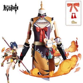 Genshin Cos Xiangling Cos Облекло Оригиналната God Game Същата Cos Облекло Cosplay Дамски Дрехи Пълен Комплект Сладко Лоли