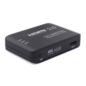 HDMI превключвател 4K @ 60Hz 3 в 1 от HDMI2.0 Дърва Switcher Поддръжка на 4K Full HD с ИНФРАЧЕРВЕНО Дистанционно управление HDMI Switcher 3x1 за Преносим компютър