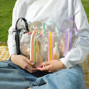 Ins PVC прозрачни дамски чанти за грим с голям капацитет, водоустойчив пътна косметичка, чанта за пране, молив случай за студенти