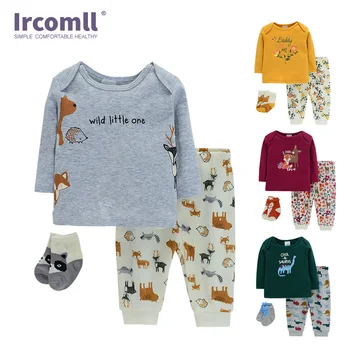 Ircomll / Новост 2022, Летни Комплекти за малки Деца, Аксесоари за бебета, тениска за новородено + Панталони + Чорапи, 3 бр. или Детски Дрехи за бебета