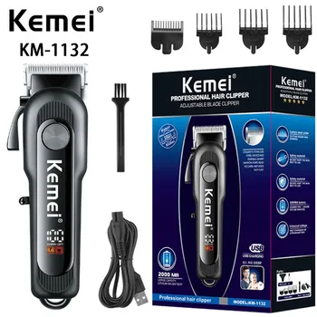 Kemei km-1132 Usb, бързо зареждане, LCD дисплей, мощен салонная професионална електрическа машина за рязане на коса