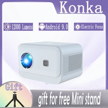 Konka A11Projector Android 9,0 5G WIFI Преносим проектор с електрически фокус 12000 лумена Домашно видео проектор