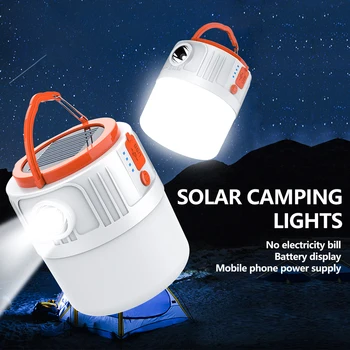 Led лампа за къмпинг в слънчева батерия се захранва от USB, акумулаторни прожектори, 6 скоростна кутия, водоустойчив преносими туристически прожекторные светлини