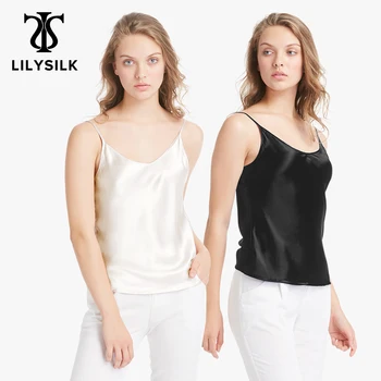 LILYSILK 2 опаковки копринена камизола женски естествена коприна тутового цвят 19 мм, блузи с v-образно деколте, от естествена коприна