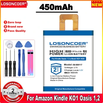 LOSONCOER 450 ма 58-000117 Батерия За Amazon Kindle Oasis 1,2 електронна Книга Oasis1, Oasis2, KO1, KO2 Безплатни инструменти Стойка Държач Етикети