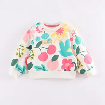 marc & janie / пролетни блузи с открити рамене за момичета с цветя и плодове, пролетно-есенна ежедневни hoody за малки момичета 220065