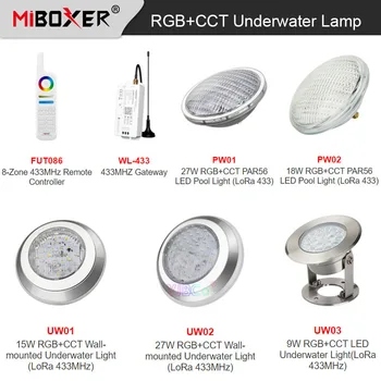 MiBoxer 9 W/15 Вата/18 W RGB + CCT Стенен Подводна Лампа IP68 подводен 27 Вата PAR56 Led Лампа за басейна AC12V/DC12-24V; Портал 433 Mhz