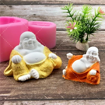 MNYB Sugarcraft статуя на Буда, силиконова форма за празни приказки, инструменти за украса на торта, форма за печене шоколад, фаянс, гипсови форми