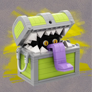 MOC Dungeon Treasure Box чудовище, строителни блокове, модел игри, екшън-кукла, кутия със съкровища, чудовище, детски играчки, подаръци