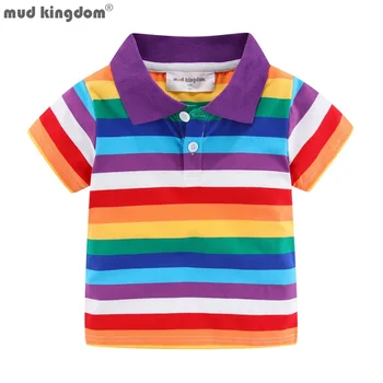Mudkingdom/ риза с къси ръкави в цвят райе за момичета и момчета, детски дрехи, розова детска тениска с къс ръкав, детски летни дрехи